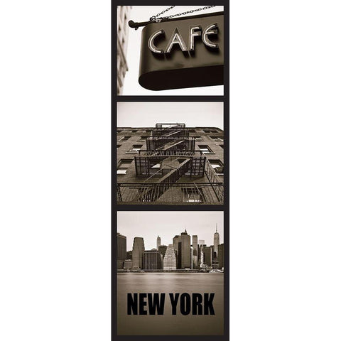 City New York Black Modern Wood Framed Art Print with Double Matting by Braun Studio