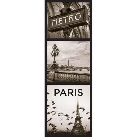 City Paris Black Modern Wood Framed Art Print with Double Matting by Braun Studio