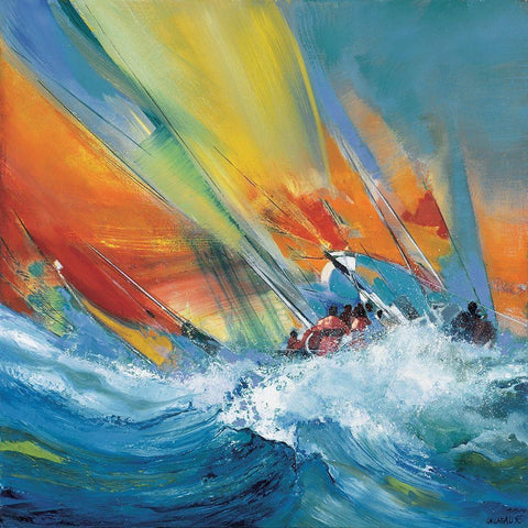 Jeu de voiles Black Modern Wood Framed Art Print by Laigneau, Max