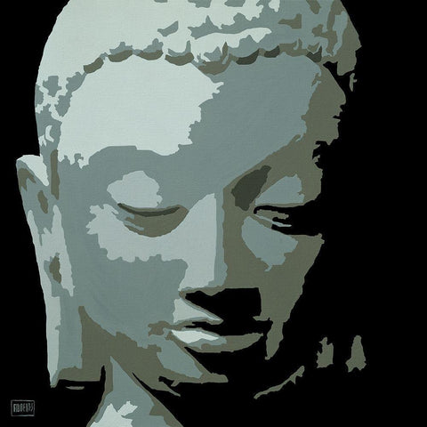 Bouddha I Black Modern Wood Framed Art Print with Double Matting by Aubert, Sylvie