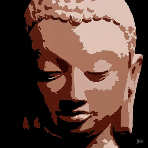 Bouddha II Black Modern Wood Framed Art Print by Aubert, Sylvie