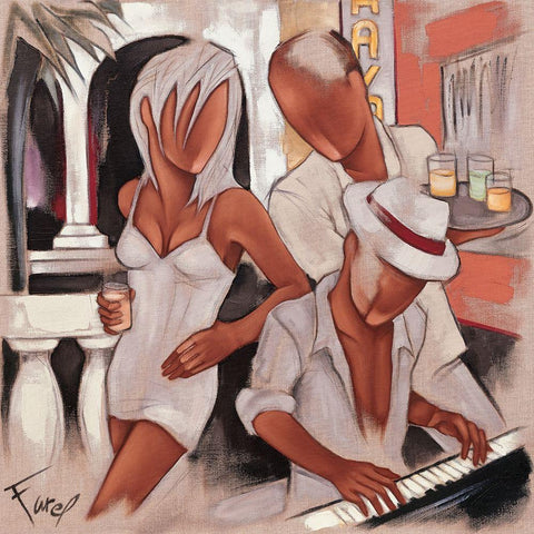 Havana Piano Black Modern Wood Framed Art Print by Farel, Pierre