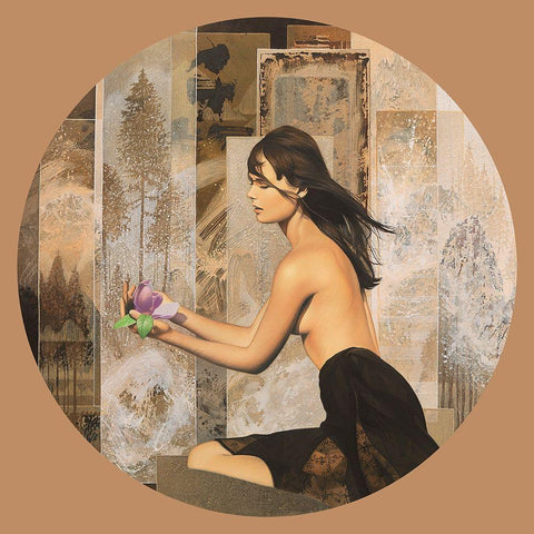 Magnolia Black Ornate Wood Framed Art Print with Double Matting by Graux, David