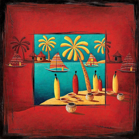 Deau, de vent et de sable Black Ornate Wood Framed Art Print with Double Matting by Moga