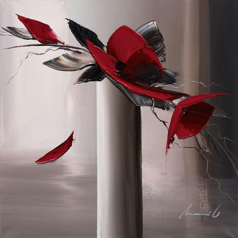 En rouge et gris I Black Modern Wood Framed Art Print by Tramoni, Oliver