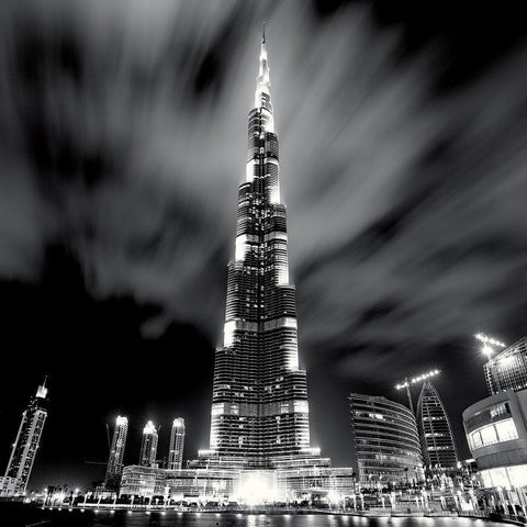 Burj Khalifa, Dubai Black Ornate Wood Framed Art Print with Double Matting by Stawiarz, Marcin