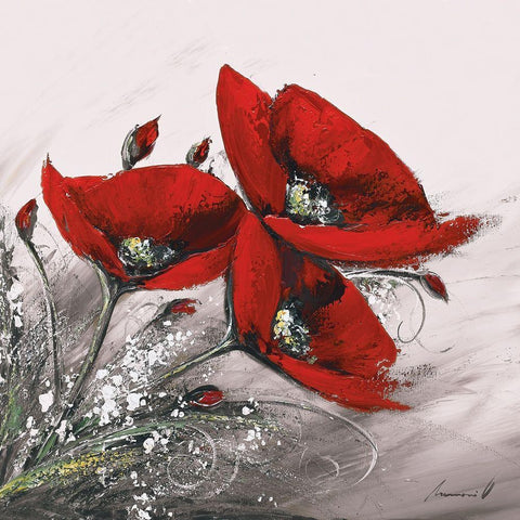 Bouquet de coquelicots I Gold Ornate Wood Framed Art Print with Double Matting by Tramoni, Oliver