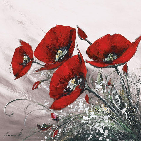 Bouquet de coquelicots II Black Modern Wood Framed Art Print with Double Matting by Tramoni, Oliver