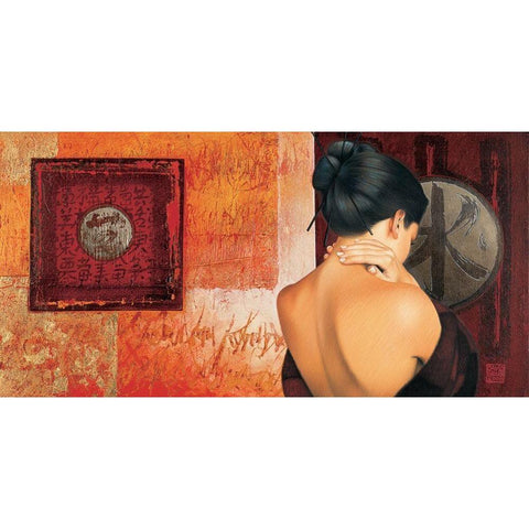 Soupir effleure Gold Ornate Wood Framed Art Print with Double Matting by Graux, David