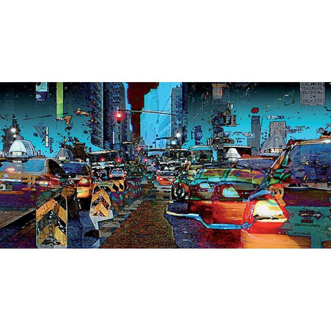 Taxis Black Modern Wood Framed Art Print with Double Matting by Bouteiller, Cedric