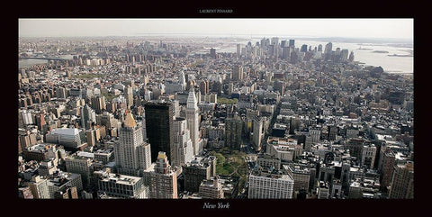 New York White Modern Wood Framed Art Print with Double Matting by Pinsard, Laurent