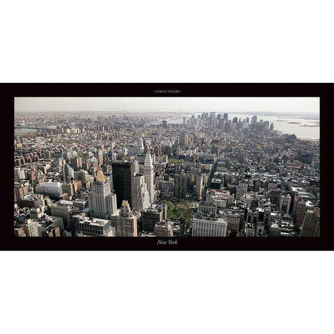 New York Black Modern Wood Framed Art Print by Pinsard, Laurent