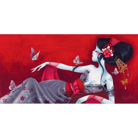 Cameliasheart White Modern Wood Framed Art Print by Sybile