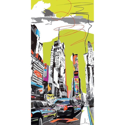 New York embouteillage White Modern Wood Framed Art Print by Tandem