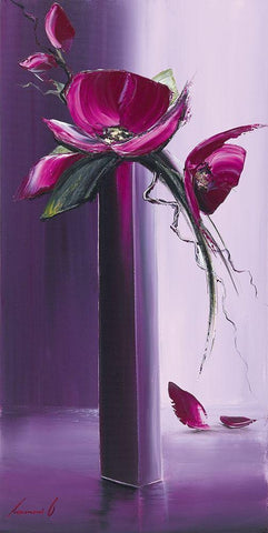 Elegance en mauve I White Modern Wood Framed Art Print with Double Matting by Tramoni, Oliver