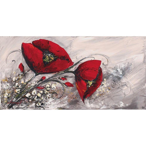 Duo de coquelicots II Black Modern Wood Framed Art Print by Tramoni, Oliver