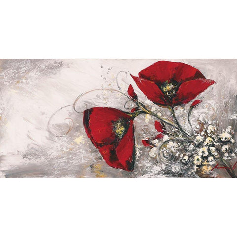 Duo de coquelicots I Black Modern Wood Framed Art Print with Double Matting by Tramoni, Oliver