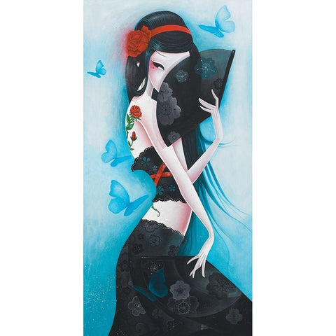 Hide Black Modern Wood Framed Art Print by Sybile