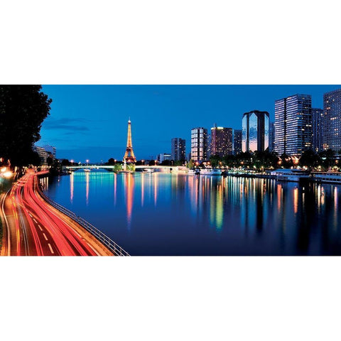 Voie Georges Pompidou Quai Grenelle, Paris White Modern Wood Framed Art Print by Rodriguez, F.