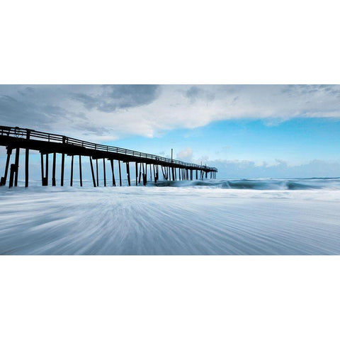 Fishing Pier Black Modern Wood Framed Art Print by BRAUN Studio