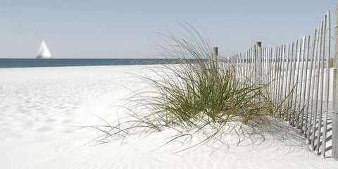 Plage 5 White Modern Wood Framed Art Print with Double Matting by Braun Studio