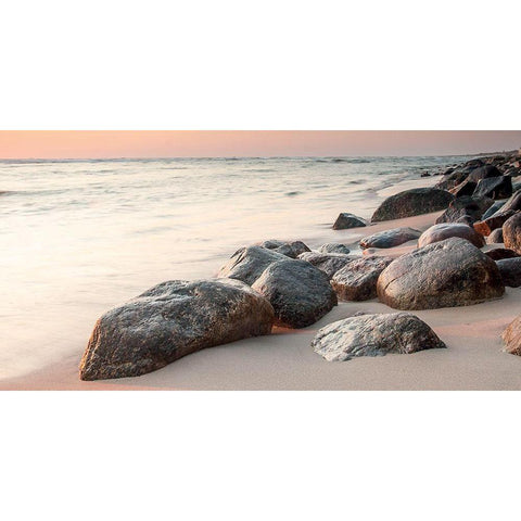 Rochers sur la plage White Modern Wood Framed Art Print by Braun Studio