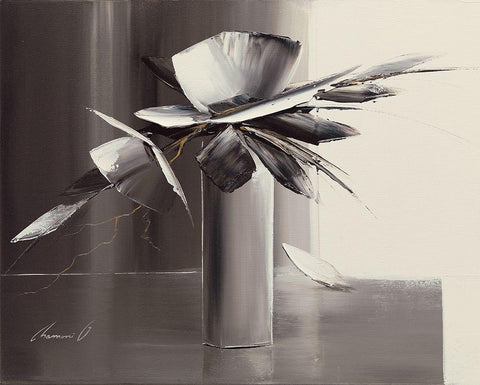 Bouquet gris I Black Ornate Wood Framed Art Print with Double Matting by Tramoni, Oliver