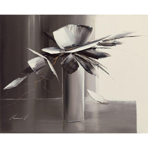 Bouquet gris I White Modern Wood Framed Art Print by Tramoni, Oliver
