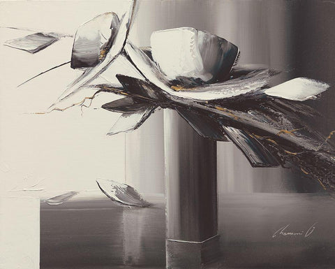 Bouquet gris II White Modern Wood Framed Art Print with Double Matting by Tramoni, Oliver