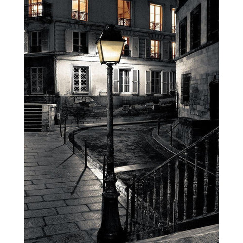 Le Vieux Paris Black Modern Wood Framed Art Print with Double Matting by Santamaria, Daniel