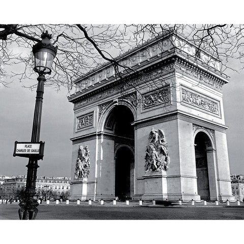 LArc de Triomphe deserte Black Modern Wood Framed Art Print with Double Matting by Carrara, Antoine