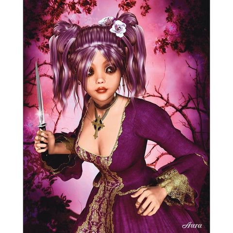 Damaged Rose Black Modern Wood Framed Art Print with Double Matting by Aura