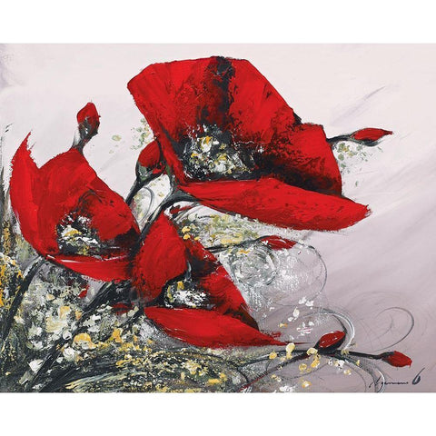 Bouquet de coquelicots III Black Modern Wood Framed Art Print by Tramoni, Oliver