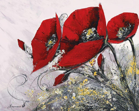 Bouquet de coquelicots IV Black Ornate Wood Framed Art Print with Double Matting by Tramoni, Oliver