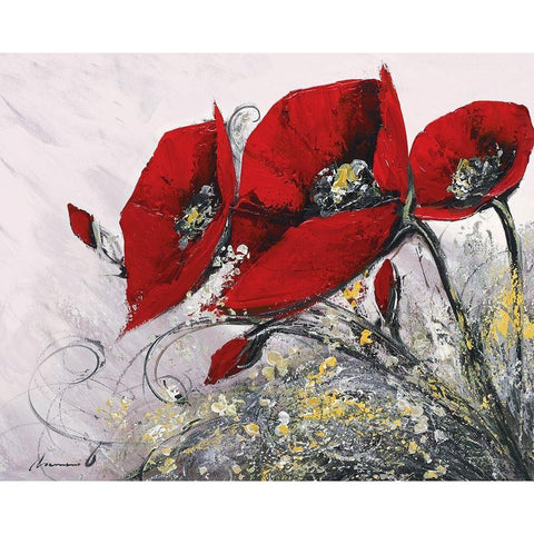Bouquet de coquelicots IV Black Modern Wood Framed Art Print by Tramoni, Oliver