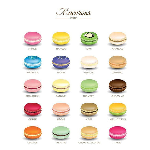 Macarons Menu White Modern Wood Framed Art Print by Braun Studio