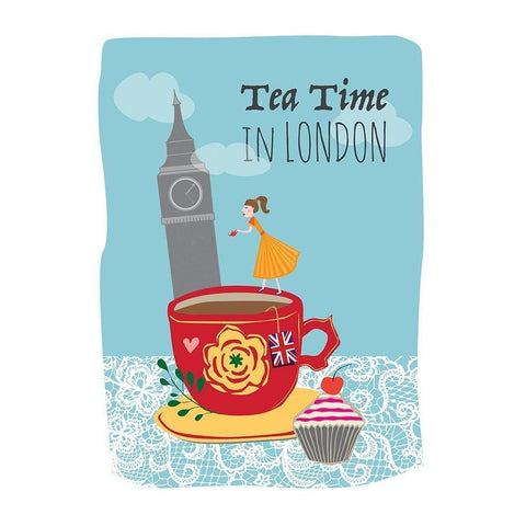 Tea Time in London White Modern Wood Framed Art Print by Braun Studio