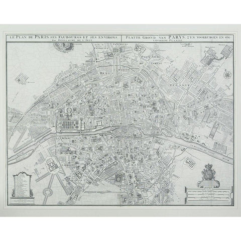 Plan Paris 1 Black Modern Wood Framed Art Print with Double Matting by Braun Studio