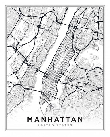 Manhattan White Modern Wood Framed Art Print with Double Matting by Braun Studio