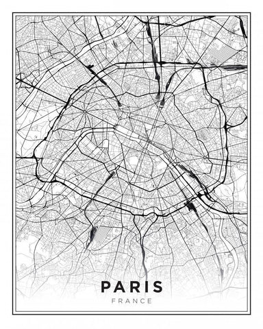 Paris White Modern Wood Framed Art Print with Double Matting by Braun Studio