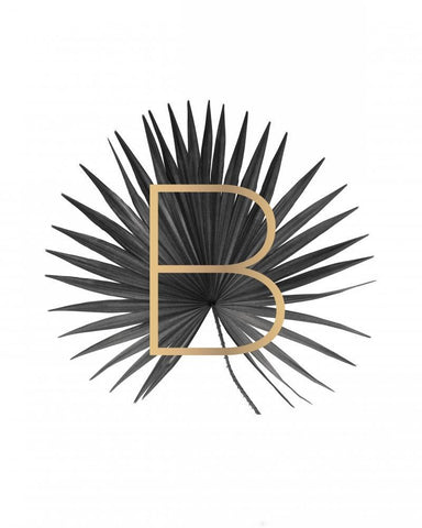 Palm Leaf with Gold Black Ornate Wood Framed Art Print with Double Matting by Braun Studio