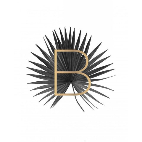 Palm Leaf with Gold Black Modern Wood Framed Art Print by Braun Studio