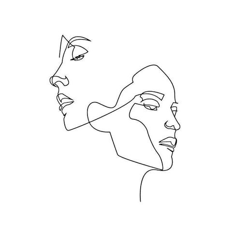 Visages Black Modern Wood Framed Art Print by BRAUN Studio