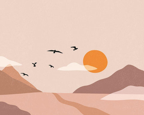 Terre de Feu II White Modern Wood Framed Art Print with Double Matting by BRAUN Studio