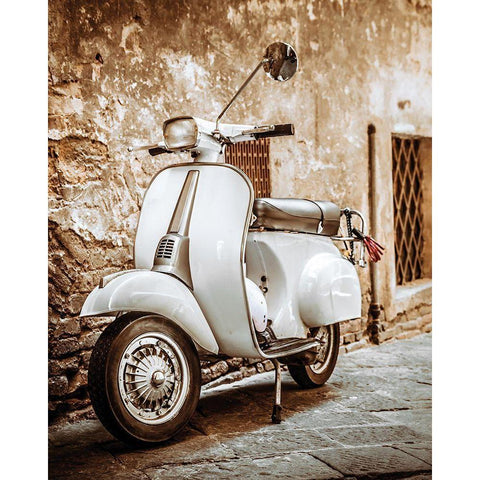 Vespa Black Modern Wood Framed Art Print with Double Matting by BRAUN Studio