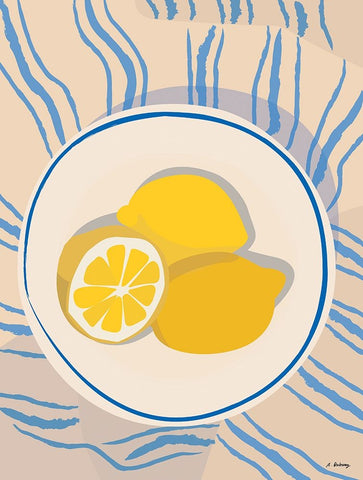 Dubussy - Citrons dete Black Ornate Wood Framed Art Print with Double Matting by Dubussy