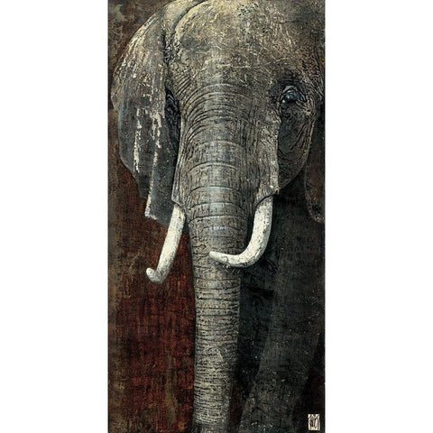 Elephant du Kenya Gold Ornate Wood Framed Art Print with Double Matting by Arietti, Fabienne