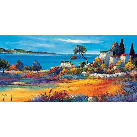 Vue sur la mer White Modern Wood Framed Art Print by Keiflin, Roger