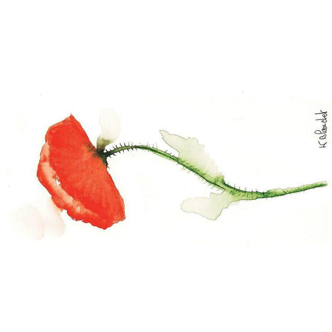 Coquelicot solo II Black Modern Wood Framed Art Print with Double Matting by Blanchet, Karl