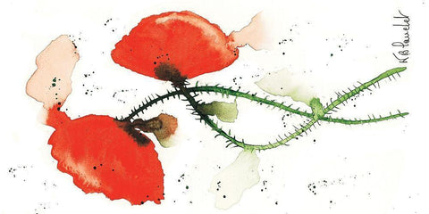 Parade coquelicots II White Modern Wood Framed Art Print with Double Matting by Blanchet, Karl